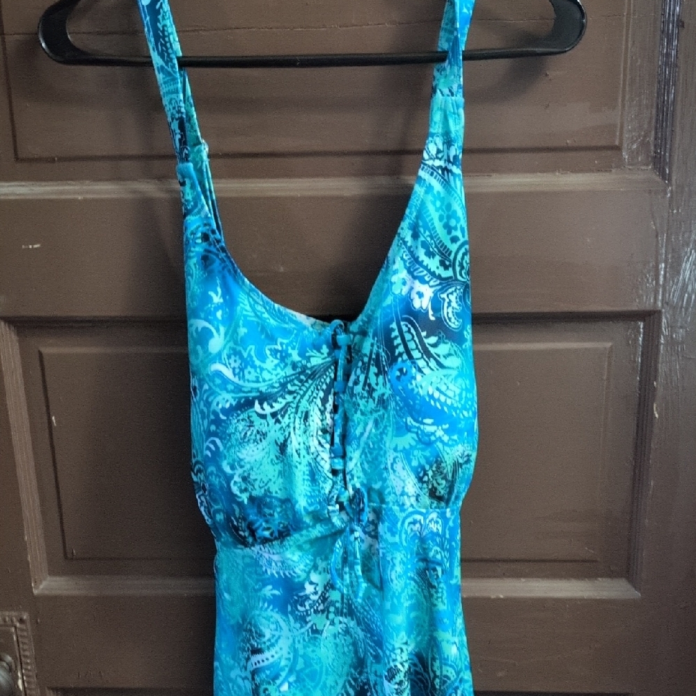 Blue Paisley Print Swim Dress